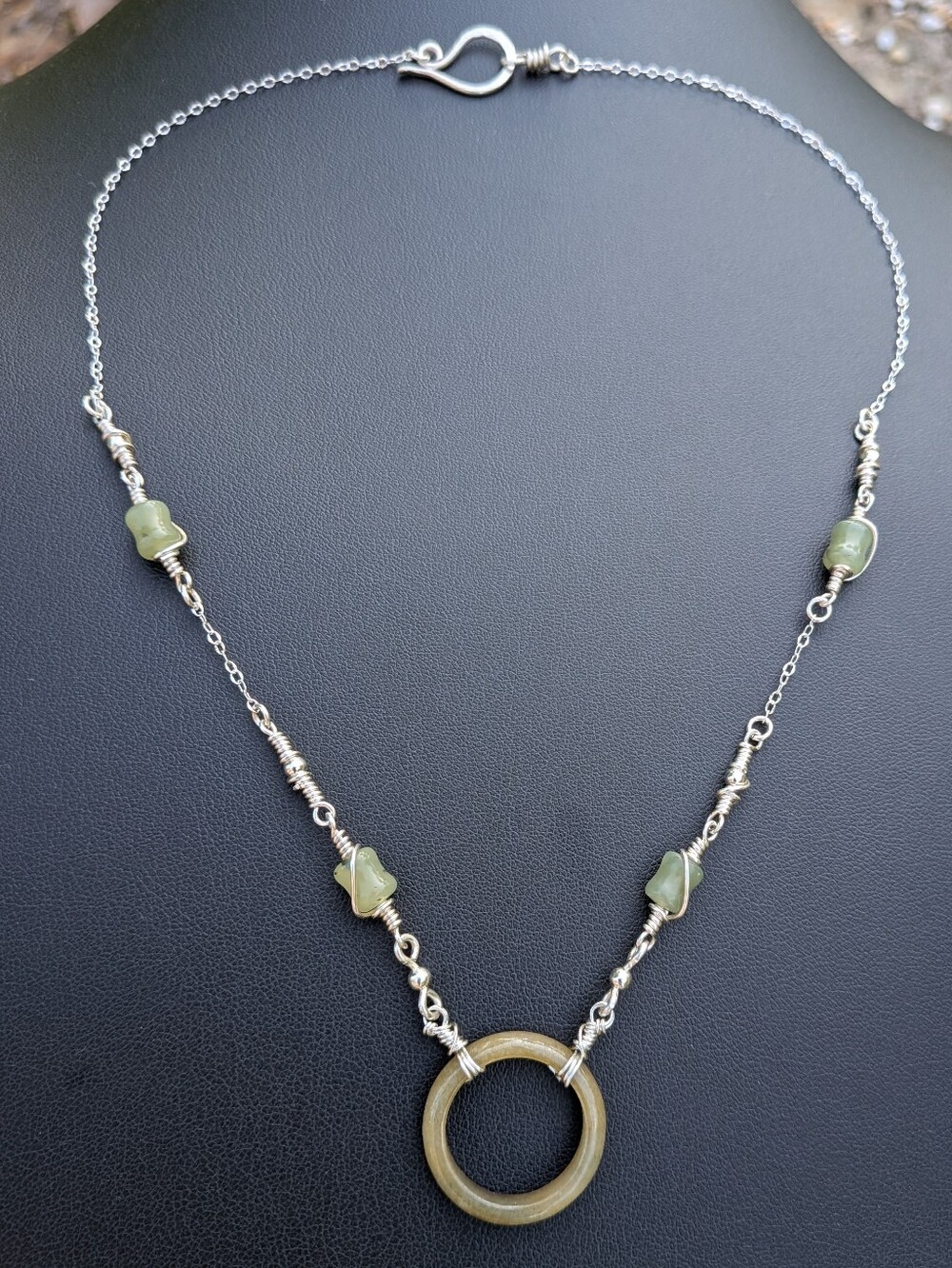 Eternity Circlet Jade Necklace - Dainty Sterling Silver Chain - Artisan Crafted